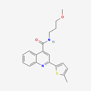 molecular formula C19H20N2O2S B4615180 N-(3-methoxypropyl)-2-(5-methylthiophen-2-yl)quinoline-4-carboxamide 
