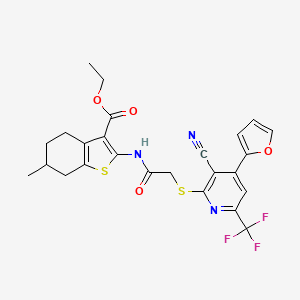molecular formula C25H22F3N3O4S2 B4615242 ETHYL 2-[(2-{[3-CYANO-4-(2-FURYL)-6-(TRIFLUOROMETHYL)-2-PYRIDYL]SULFANYL}ACETYL)AMINO]-6-METHYL-4,5,6,7-TETRAHYDRO-1-BENZOTHIOPHENE-3-CARBOXYLATE 