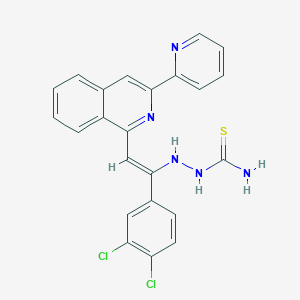 molecular formula C23H17Cl2N5S B461529 N'-{1-(3,4-dichlorophenyl)-2-[3-(2-pyridinyl)-1-isoquinolinyl]vinyl}carbamohydrazonothioic acid 