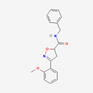 molecular formula C18H18N2O3 B4615338 N-benzyl-3-(2-methoxyphenyl)-4,5-dihydro-1,2-oxazole-5-carboxamide 