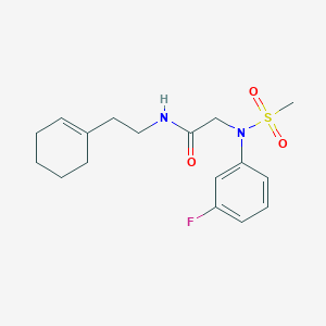 molecular formula C17H23FN2O3S B4615365 N-[2-(cyclohex-1-en-1-yl)ethyl]-N~2~-(3-fluorophenyl)-N~2~-(methylsulfonyl)glycinamide 