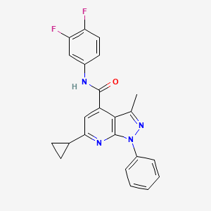 molecular formula C23H18F2N4O B4615581 6-CYCLOPROPYL-N~4~-(3,4-DIFLUOROPHENYL)-3-METHYL-1-PHENYL-1H-PYRAZOLO[3,4-B]PYRIDINE-4-CARBOXAMIDE 