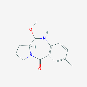 molecular formula C14H18N2O2 B046156 5H-Pyrrolo(2,1-c)(1,4)benzodiazepin-5-one, 1,2,3,10,11,11a-hexahydro-11-methoxy-7-methyl- CAS No. 116564-73-9
