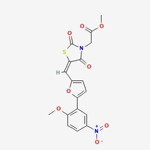molecular formula C18H14N2O8S B4615679 methyl [(5E)-5-{[5-(2-methoxy-5-nitrophenyl)furan-2-yl]methylidene}-2,4-dioxo-1,3-thiazolidin-3-yl]acetate 
