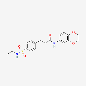 molecular formula C19H22N2O5S B4615724 N-(2,3-dihydro-1,4-benzodioxin-6-yl)-3-[4-(ethylsulfamoyl)phenyl]propanamide 