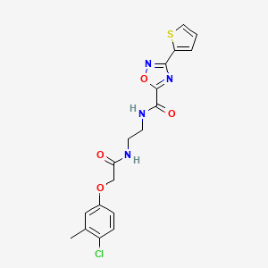 molecular formula C18H17ClN4O4S B4615732 N~5~-(2-{[2-(4-chloro-3-methylphenoxy)acetyl]amino}ethyl)-3-(2-thienyl)-1,2,4-oxadiazole-5-carboxamide 