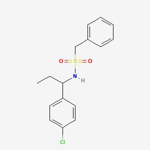 molecular formula C16H18ClNO2S B4615846 N-[1-(4-CHLOROPHENYL)PROPYL](PHENYL)METHANESULFONAMIDE 