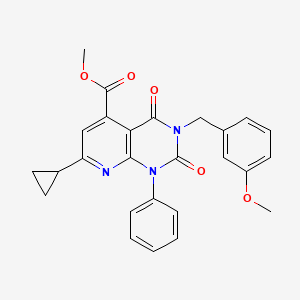 molecular formula C26H23N3O5 B4615958 METHYL 7-CYCLOPROPYL-3-[(3-METHOXYPHENYL)METHYL]-2,4-DIOXO-1-PHENYL-1H,2H,3H,4H-PYRIDO[2,3-D]PYRIMIDINE-5-CARBOXYLATE 