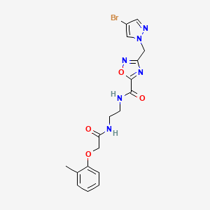 molecular formula C18H19BrN6O4 B4615971 3-[(4-BROMO-1H-PYRAZOL-1-YL)METHYL]-N~5~-(2-{[2-(2-METHYLPHENOXY)ACETYL]AMINO}ETHYL)-1,2,4-OXADIAZOLE-5-CARBOXAMIDE 