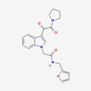 molecular formula C21H21N3O4 B4616160 N-(furan-2-ylmethyl)-2-{3-[oxo(pyrrolidin-1-yl)acetyl]-1H-indol-1-yl}acetamide 