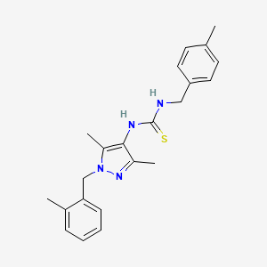 molecular formula C22H26N4S B4616199 N-[3,5-dimethyl-1-(2-methylbenzyl)-1H-pyrazol-4-yl]-N'-(4-methylbenzyl)thiourea 