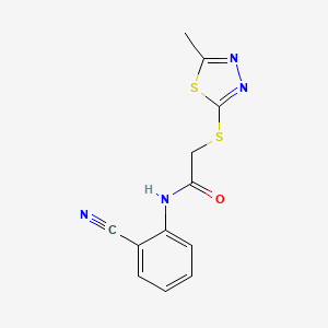 molecular formula C12H10N4OS2 B4616296 N-(2-cyanophenyl)-2-[(5-methyl-1,3,4-thiadiazol-2-yl)sulfanyl]acetamide 