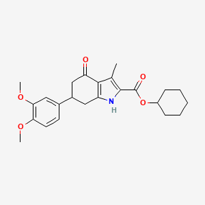 molecular formula C24H29NO5 B4616313 cyclohexyl 6-(3,4-dimethoxyphenyl)-3-methyl-4-oxo-4,5,6,7-tetrahydro-1H-indole-2-carboxylate 