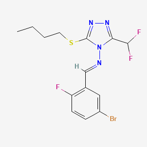 molecular formula C14H14BrF3N4S B4616484 N-[(E)-1-(5-BROMO-2-FLUOROPHENYL)METHYLIDENE]-N-[3-(BUTYLSULFANYL)-5-(DIFLUOROMETHYL)-4H-1,2,4-TRIAZOL-4-YL]AMINE 