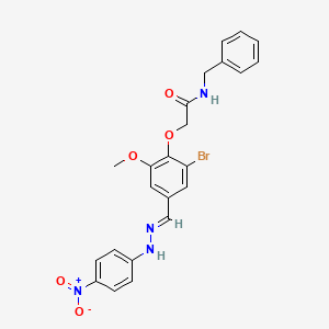molecular formula C23H21BrN4O5 B4616525 N~1~-BENZYL-2-(2-BROMO-6-METHOXY-4-{[(E)-2-(4-NITROPHENYL)HYDRAZONO]METHYL}PHENOXY)ACETAMIDE 