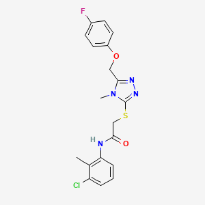 molecular formula C19H18ClFN4O2S B4616986 N-(3-chloro-2-methylphenyl)-2-({5-[(4-fluorophenoxy)methyl]-4-methyl-4H-1,2,4-triazol-3-yl}sulfanyl)acetamide 