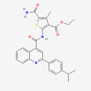 molecular formula C28H27N3O4S B4616990 ETHYL 5-CARBAMOYL-4-METHYL-2-{2-[4-(PROPAN-2-YL)PHENYL]QUINOLINE-4-AMIDO}THIOPHENE-3-CARBOXYLATE 