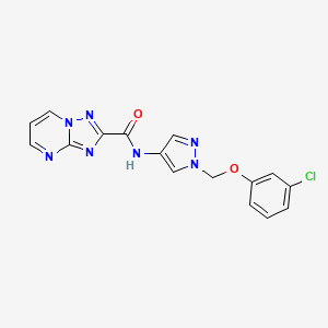 molecular formula C16H12ClN7O2 B4617013 N~2~-{1-[(3-CHLOROPHENOXY)METHYL]-1H-PYRAZOL-4-YL}[1,2,4]TRIAZOLO[1,5-A]PYRIMIDINE-2-CARBOXAMIDE 