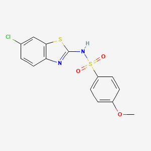 molecular formula C14H11ClN2O3S2 B4617028 N-(6-CHLORO-1,3-BENZOTHIAZOL-2-YL)-4-METHOXY-1-BENZENESULFONAMIDE 