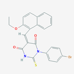 molecular formula C23H17BrN2O3S B461704 (5Z)-1-(4-bromophenyl)-5-[(2-ethoxynaphthalen-1-yl)methylidene]-2-sulfanylidene-1,3-diazinane-4,6-dione 