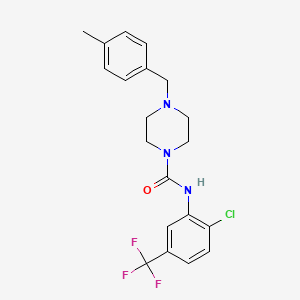 molecular formula C20H21ClF3N3O B4617170 N-[2-chloro-5-(trifluoromethyl)phenyl]-4-[(4-methylphenyl)methyl]piperazine-1-carboxamide 