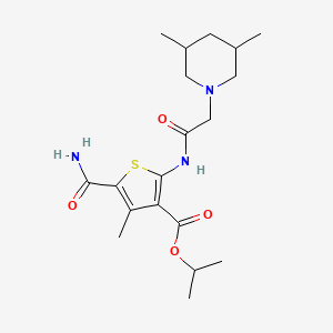 molecular formula C19H29N3O4S B4617258 Propan-2-yl 5-carbamoyl-2-{[(3,5-dimethylpiperidin-1-yl)acetyl]amino}-4-methylthiophene-3-carboxylate 