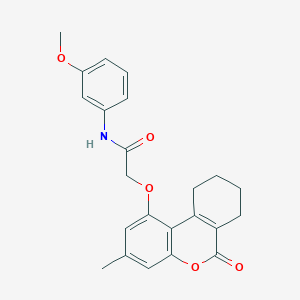 molecular formula C23H23NO5 B4617296 N-(3-METHOXYPHENYL)-2-({3-METHYL-6-OXO-6H,7H,8H,9H,10H-CYCLOHEXA[C]CHROMEN-1-YL}OXY)ACETAMIDE 