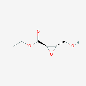 molecular formula C6H10O4 B046173 Oxiranecarboxylic acid, 3-(hydroxymethyl)-, ethyl ester, (2R-trans)-(9CI) CAS No. 117069-18-8