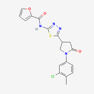 molecular formula C18H15ClN4O3S B4617301 N-{5-[1-(3-chloro-4-methylphenyl)-5-oxopyrrolidin-3-yl]-1,3,4-thiadiazol-2-yl}furan-2-carboxamide 