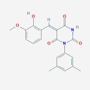 molecular formula C20H18N2O5 B461732 (5Z)-1-(3,5-dimethylphenyl)-5-[(2-hydroxy-3-methoxyphenyl)methylidene]-1,3-diazinane-2,4,6-trione 