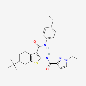 molecular formula C27H34N4O2S B4617403 N-{6-tert-butyl-3-[(4-ethylphenyl)carbamoyl]-4,5,6,7-tetrahydro-1-benzothiophen-2-yl}-1-ethyl-1H-pyrazole-3-carboxamide 