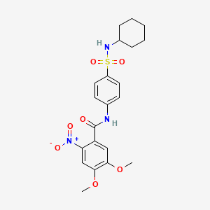 molecular formula C21H25N3O7S B4617410 N-[4-(cyclohexylsulfamoyl)phenyl]-4,5-dimethoxy-2-nitrobenzamide 