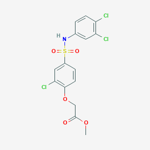 molecular formula C15H12Cl3NO5S B4617576 Methyl 2-[2-chloro-4-[(3,4-dichlorophenyl)sulfamoyl]phenoxy]acetate 