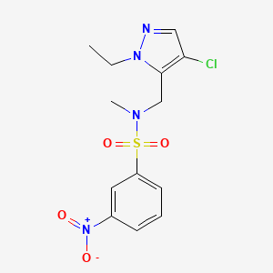 molecular formula C13H15ClN4O4S B4617600 N-[(4-CHLORO-1-ETHYL-1H-PYRAZOL-5-YL)METHYL]-N-METHYL-3-NITRO-1-BENZENESULFONAMIDE 