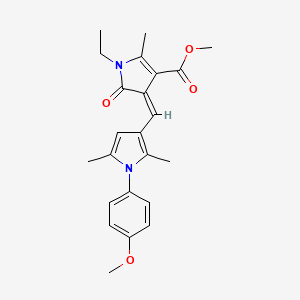 molecular formula C23H26N2O4 B4617638 methyl (4Z)-1-ethyl-4-{[1-(4-methoxyphenyl)-2,5-dimethyl-1H-pyrrol-3-yl]methylidene}-2-methyl-5-oxo-4,5-dihydro-1H-pyrrole-3-carboxylate 