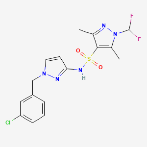 molecular formula C16H16ClF2N5O2S B4617693 N~4~-[1-(3-CHLOROBENZYL)-1H-PYRAZOL-3-YL]-1-(DIFLUOROMETHYL)-3,5-DIMETHYL-1H-PYRAZOLE-4-SULFONAMIDE 