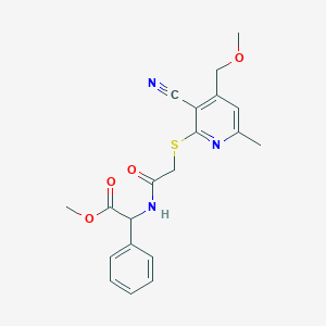 molecular formula C20H21N3O4S B4617761 METHYL 2-(2-{[3-CYANO-4-(METHOXYMETHYL)-6-METHYLPYRIDIN-2-YL]SULFANYL}ACETAMIDO)-2-PHENYLACETATE 