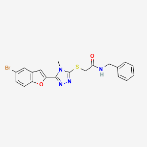 molecular formula C20H17BrN4O2S B4617876 N-benzyl-2-{[5-(5-bromo-1-benzofuran-2-yl)-4-methyl-4H-1,2,4-triazol-3-yl]sulfanyl}acetamide 