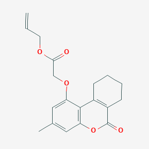 molecular formula C19H20O5 B4618068 PROP-2-EN-1-YL 2-({3-METHYL-6-OXO-6H,7H,8H,9H,10H-CYCLOHEXA[C]CHROMEN-1-YL}OXY)ACETATE 