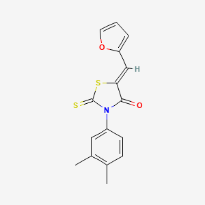 molecular formula C16H13NO2S2 B4618151 (5Z)-3-(3,4-DIMETHYLPHENYL)-5-[(FURAN-2-YL)METHYLIDENE]-2-SULFANYLIDENE-1,3-THIAZOLIDIN-4-ONE 