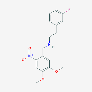 molecular formula C17H19FN2O4 B4618338 N-[(4,5-dimethoxy-2-nitrophenyl)methyl]-2-(3-fluorophenyl)ethanamine 