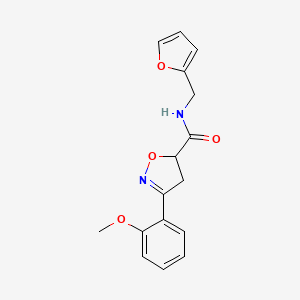 molecular formula C16H16N2O4 B4618367 N-[(FURAN-2-YL)METHYL]-3-(2-METHOXYPHENYL)-4,5-DIHYDRO-1,2-OXAZOLE-5-CARBOXAMIDE 