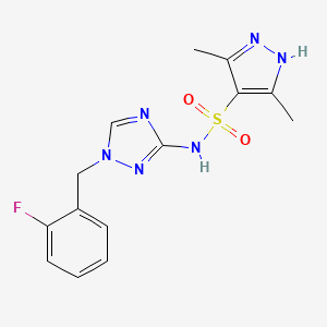 molecular formula C14H15FN6O2S B4618679 N~4~-[1-(2-FLUOROBENZYL)-1H-1,2,4-TRIAZOL-3-YL]-3,5-DIMETHYL-1H-PYRAZOLE-4-SULFONAMIDE 