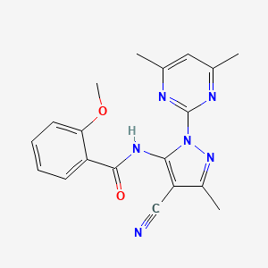 molecular formula C19H18N6O2 B4618929 N-[4-cyano-1-(4,6-dimethylpyrimidin-2-yl)-3-methyl-1H-pyrazol-5-yl]-2-methoxybenzamide 