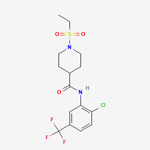 molecular formula C15H18ClF3N2O3S B4619238 N-[2-chloro-5-(trifluoromethyl)phenyl]-1-(ethylsulfonyl)piperidine-4-carboxamide 