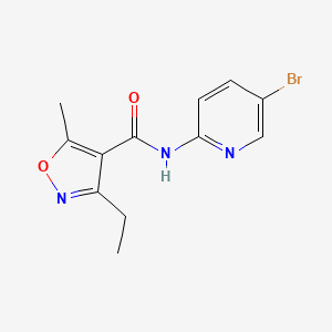 molecular formula C12H12BrN3O2 B4619318 N-(5-BROMOPYRIDIN-2-YL)-3-ETHYL-5-METHYL-12-OXAZOLE-4-CARBOXAMIDE 