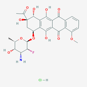 molecular formula C27H29ClFNO11 B046194 7-O-(3-Amino-2,3,6-trideoxy-2-fluorotalopyranosyl)daunomycinone CAS No. 124264-70-6