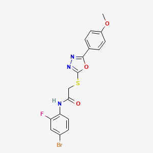 molecular formula C17H13BrFN3O3S B4619536 N-(4-bromo-2-fluorophenyl)-2-{[5-(4-methoxyphenyl)-1,3,4-oxadiazol-2-yl]sulfanyl}acetamide 