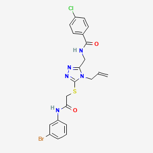 molecular formula C21H19BrClN5O2S B4619564 N-{[5-({2-[(3-bromophenyl)amino]-2-oxoethyl}sulfanyl)-4-(prop-2-en-1-yl)-4H-1,2,4-triazol-3-yl]methyl}-4-chlorobenzamide 
