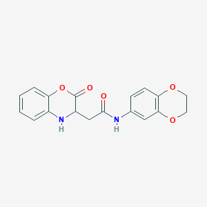 molecular formula C18H16N2O5 B4619648 N-(2,3-dihydro-1,4-benzodioxin-6-yl)-2-(2-oxo-3,4-dihydro-2H-1,4-benzoxazin-3-yl)acetamide 